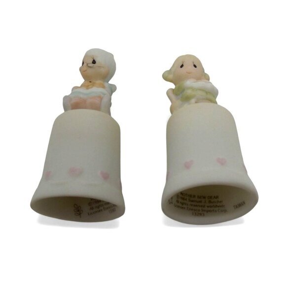 Precious Moments THIMBLE SET Purr-fect Grandma & Mother Sew Dear 80s Vintage - Picture 2 of 12